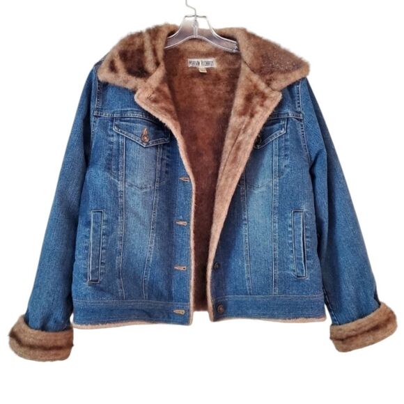 Marvin Richard's Women’s Jean Jacket with Faux Fur Linning & Trim Size XL Y2k - Picture 7 of 16